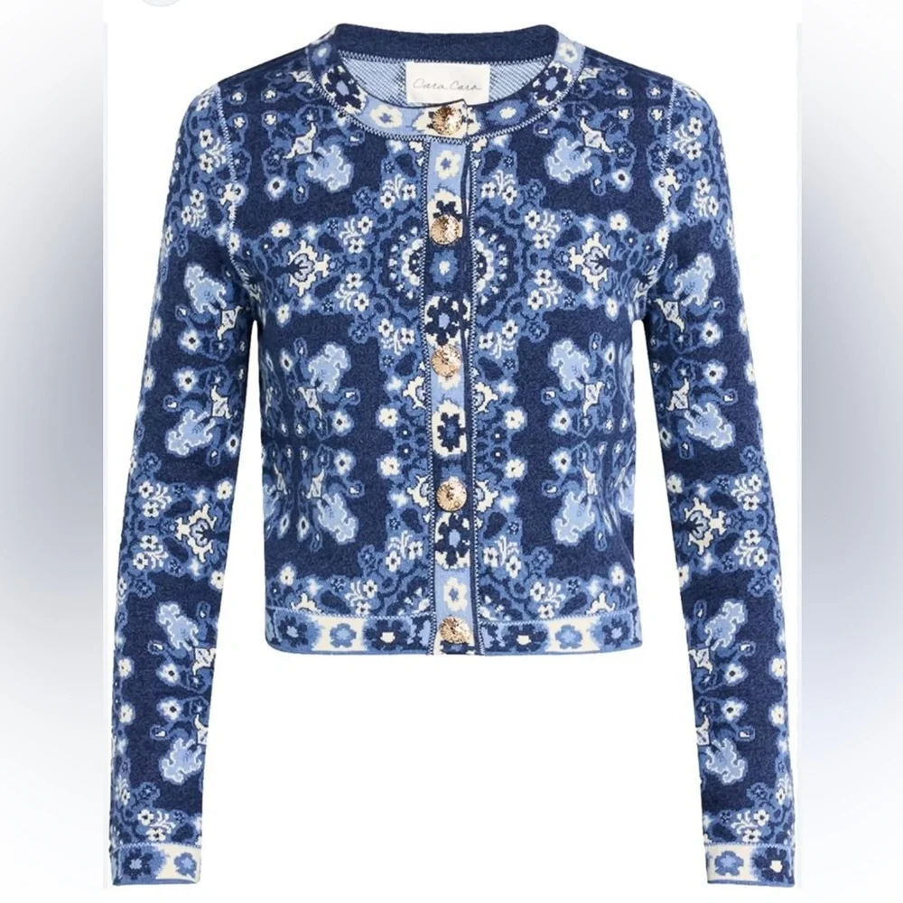 Cara Cara Livi Jacket Navy and Cream Knit Cardigan - Picture 2 of 7